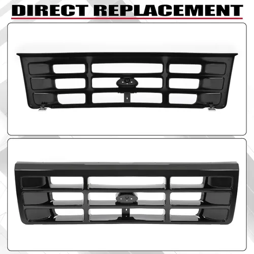 Vista 3 de HECASA Parrilla delantera compatible con Ford Bronco F-150 F-250 HD F-350 1992-1997 Reemplazo para FO1200172 F6TZ8200AAA 104-01450A Ensamblaje