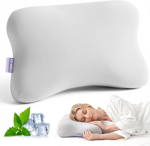 Vista 10 de ZZ-WELL Almohada refrescante para dormir de lado, almohada cervical patentada para dormir, almohada ergonómica curvada de espuma viscoelástica