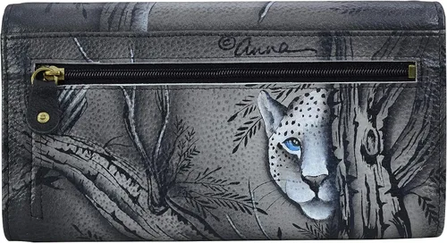 Vista 2 de Anna by Anuschka Hand Painted Womens Leather Three Fold Organizer Wallet