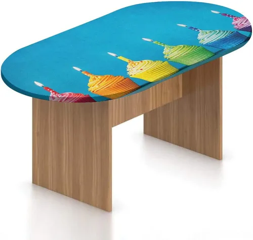 Vista 14 de XISUNYA Mantel ovalado ajustable para patio, decoración de cumpleaños, de poliéster, con bordes elásticos, diseño de búhos de dibujos animados