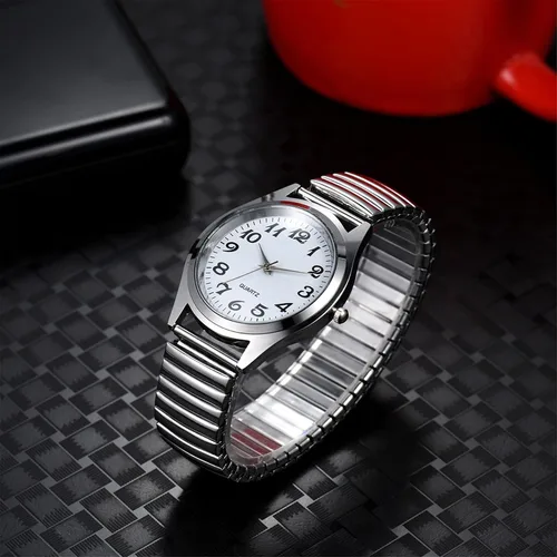 Vista 2 de Avaner Reloj de pulsera con correa elástica reloj de pulsera ultrafino reloj de pulsera analógico de gran número para hombres y mujeres