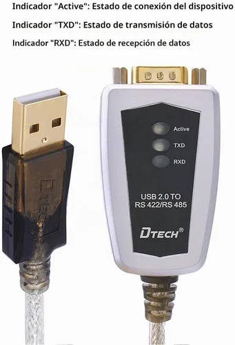 Vista 5 de DTECH Cable Adaptador Convertidor de Puerto Serie USB a RS422 RS485 con Chip FTDI Compatible con Windows 11 10 8 7 XP Mac -1.5 Pies