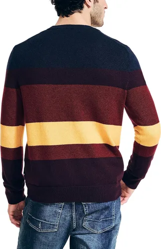 Vista 2 de Nautica Suéter de cuello redondo texturizado a rayas para hombre