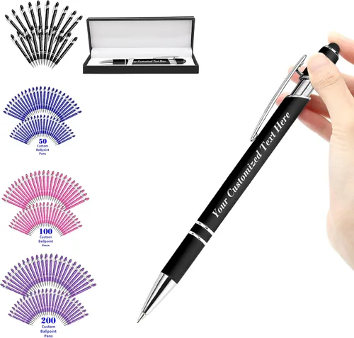 Vista 32 de Bolígrafos personalizados con nombre, bolígrafos personalizados con punta de lápiz digital de 0.020 in, bolígrafo suave al tacto, grabado de texto
