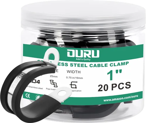 Vista 7 de OURU 10 abrazaderas de cable aisladas acolchadas de acero inoxidable y revestimiento de goma de 1-3/4 pulgadas, abrazaderas de cable y tubería