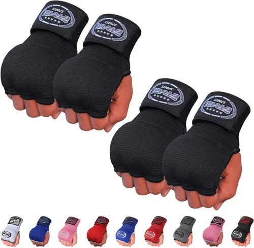 Vista 14 de Farabi - Guantes de boxeo híbridos para niños con protectores de manos, para boxeo, guantes de boxeo de punzonamiento Todo negro