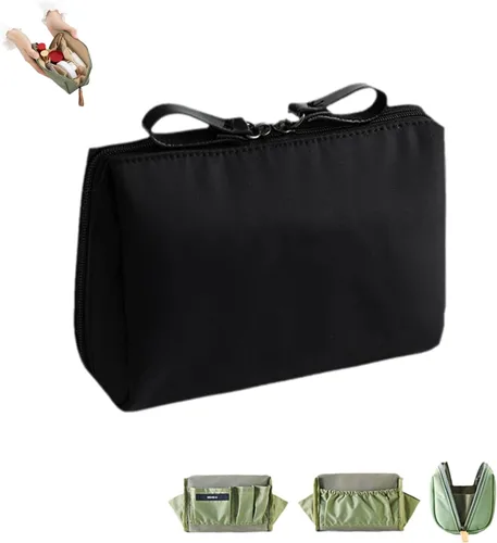 Vista 7 de Bolsa de maquillaje de viaje para mujer, mini bolsa de maquillaje de viaje impermeable, bolsa de embrague, bolsa multifuncional de gran capacidad