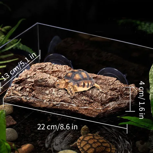 Vista 6 de BigTron Plataforma flotante de tortuga – Decoración de corteza artificial, ideal para acuarios, tanques de peces de terraza, 3 ventosas incluidas