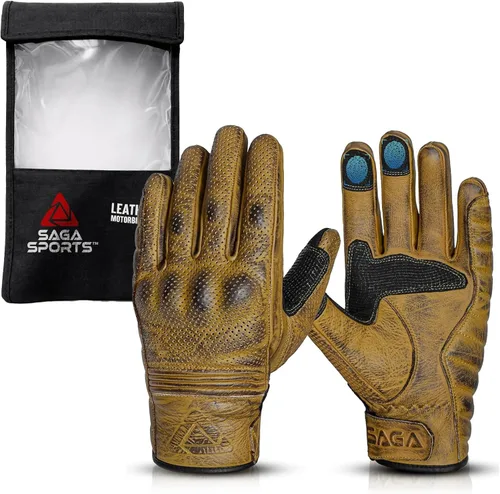 Vista 9 de Ultimate Guantes de Motocicleta para Hombres y Mujeres Compatibles con Pantalla Táctil Guantes de Conducción con Cuero Premium, Pantalla Táctil