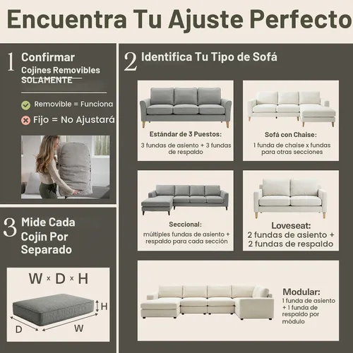 Vista 2 de Nolan Interior Funda Mágica para Sofá - Funda Clásica de Jacquard para Respaldo de Sofá - A Prueba de Mascotas, Fácil Instalación, Funda Elástica