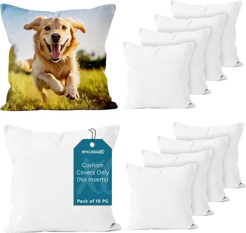 Vista 8 de Encasa XO Fundas de almohada de 16 x 16 pulgadas – Sublimación en blanco natural (paquete de 4) paquete con cremallera invisible – Fundas de cojín