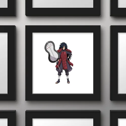 Vista 3 de Trends International Gallery Pops Naruto Shippuden - Arte de pared de Madara Uchiha, versión enmarcada negra, 12 x 12 pulgadas