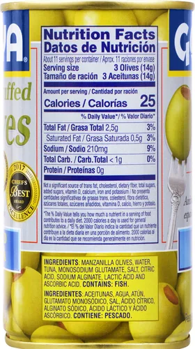 Vista 2 de Goya Foods Aceitunas Manzanilla rellenas de atún, 5.25 onzas (paquete de 12)