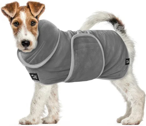 Vista 34 de Tuff Pupper Bata de baño para perro de secado rápido, toalla de felpa de 800 GSM, bata de baño súper absorbente para mascotas y cachorros, capucha