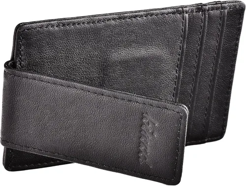 Vista 4 de kinzd Clip para dinero, billetera de bolsillo frontal, cartera delgada de cuero con bloqueo RFID fuerte imán