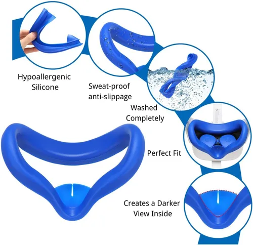 Vista 4 de Silicone Face Cover for Oculus Quest 2and Lens Cover with Beat Saber Handle Bundle