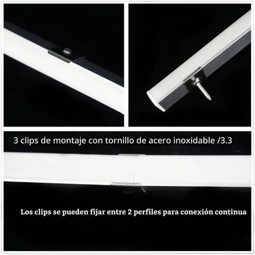 Vista 8 de THMOOTHER Tira LED con forma de V de 3.28 pies, resistente a los rayos UV, difusor de canal negro, paquete de 6 perfiles de aluminio con cubierta