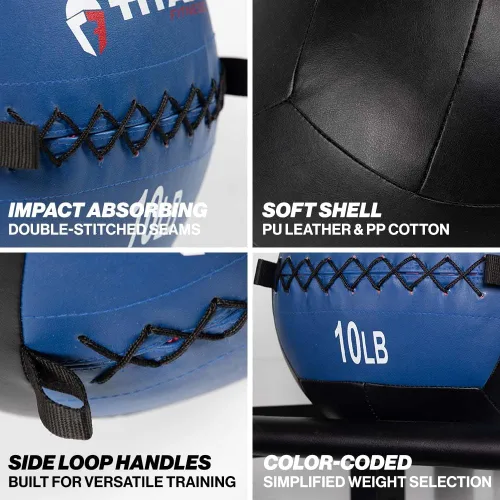 Vista 3 de Titan Fitness Soft Leather Medicine Wall Ball Durable, Endurance, Cardio, Core Strength
