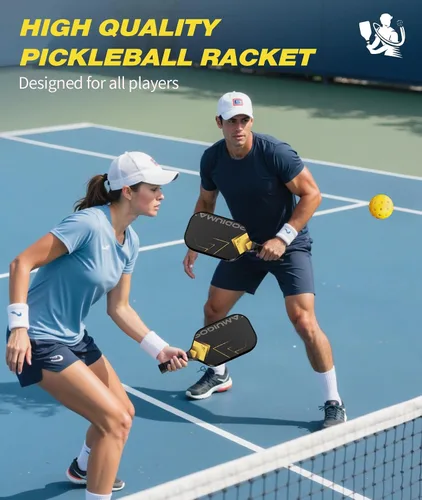 Vista 6 de PodiuMax Carbon Fiber Pickleball Paddles, 11mm 13mm Hexa Polymer Core for Power&Control&Spin, Fiberglass Pickleball Paddle Set of 2, Lightweight