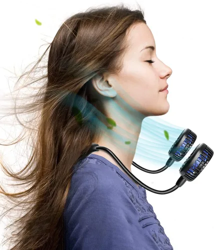 Vista 4 de HandFan Ventilador de cuello de 10000 mAh, rotación de 360°, ventiladores portátiles manos libres para tu cuello, 48 horas de duración, recargable