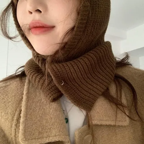Vista 4 de Bufanda para la cabeza para mujer, gorro de invierno de punto, gorros de ganchillo, lindos gorros para mujer
