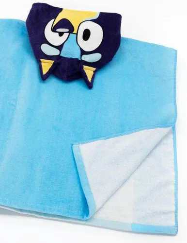 Vista 4 de Bluey Poncho de toalla para niños Toalla de baño de dibujos animados azul para niñas y niños con orejas 3D Traje de baño para cachorros