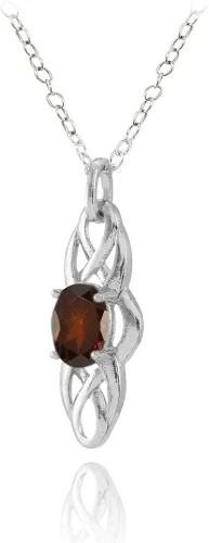 Vista 2 de Ice Gems Collar ovalado de plata de ley con nudo celta genuino o creado Metal