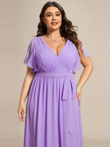 Vista 5 de Ever-Pretty Plus Vestido de dama de honor formal con cuello en V profundo y cintura elástica para mujer, talla grande, 0164A-DA