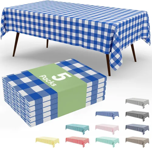Vista 36 de Smiry Paquete de 3 Manteles Desechables de Cuadros Gingham Color Caqui - 54" x 72" Mantel de Plástico de Servicio Pesado, Cubiertas de Mesa