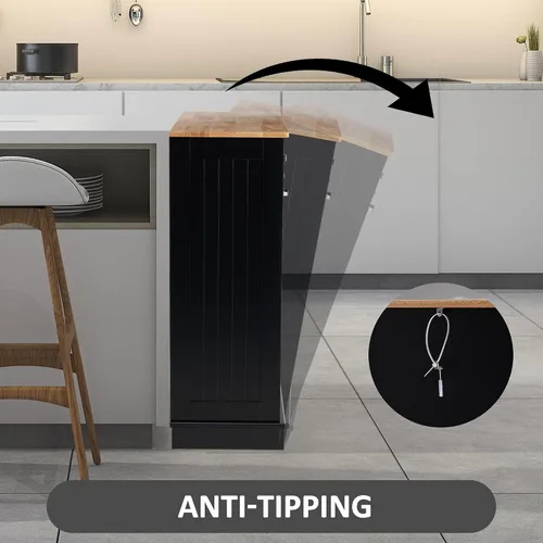 Vista 5 de Spurgehom Gabinete de basura inclinable de 13 galones, cubos de basura de cocina, armario de basura moderno con estante ajustable y cajones ocultos