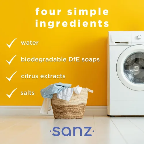 Vista 5 de SANZ Detergente hipoalergénico y biodegradable para ropa – supera a las marcas líderes*, libre y transparente, 64 cargas