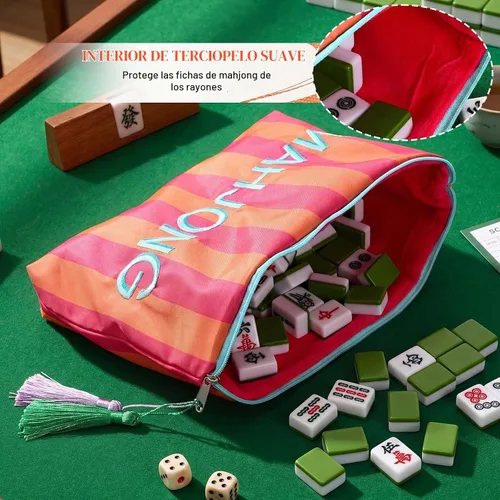 Vista 3 de Gilprop Bolsa de azulejos Mahjong a rayas, rojo y naranja, estándar