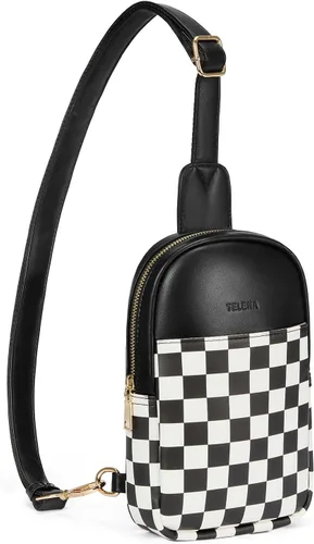 Vista 134 de Telena Riñonera pequeña para mujer, de cuero, cangureras, bolsa de pecho para mujer