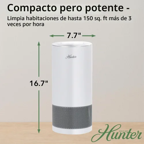 Vista 5 de Hunter HP450UV - Purificadores de aire redondos para el hogar, torre purificadora de aire True HEPA para mascotas, olores, alérgenos, humo, polvo