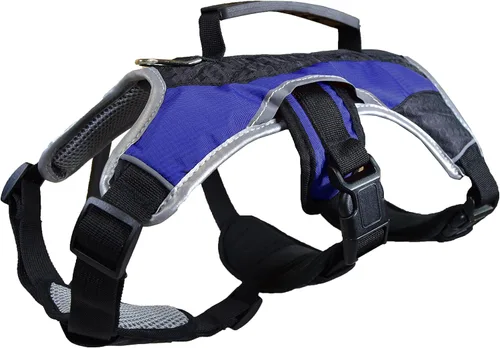 Vista 11 de Arnés de transporte para perros y caminatas con malla acolchada, accesorio, collar, ligero, no más tirones, tensiones o ahorque, para cachorros Rojo