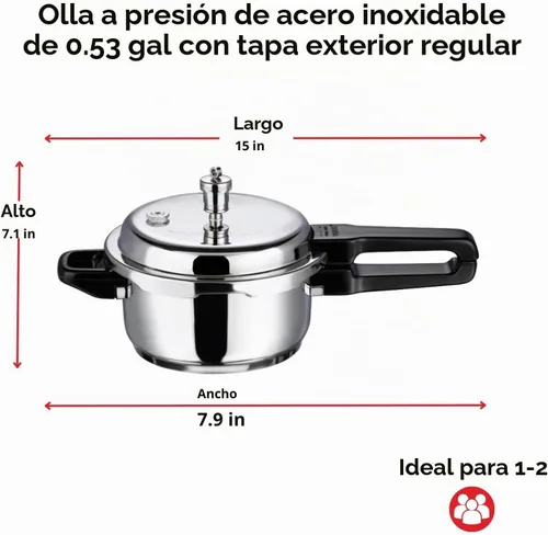 Vista 3 de Vinod V-2L Olla a presión de acero inoxidable con fondo sándwich, 2 litros, plateado, mediano