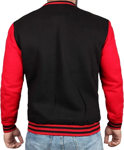 Vista 3 de Decrum Chaqueta de letras negra y amarilla para hombre, chaqueta de bombardero universitaria de béisbol de secundaria para hombre, chamarra Varsity