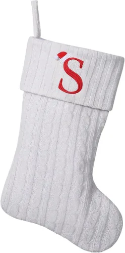 Vista 82 de Medias de Navidad personalizadas de 19 pulgadas con iniciales bordadas, medias de Navidad de punto negro para decoraciones de vacaciones familiares