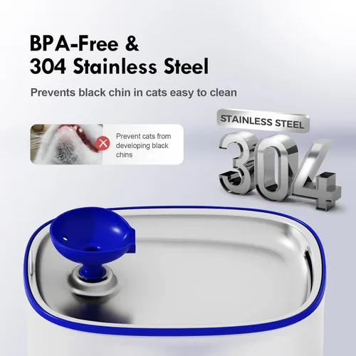 Vista 4 de Fuente de agua para gatos de acero inoxidable, dispensador de agua para perros con bomba inalámbrica, dispensador de agua para gatos de 101 oz/3 L