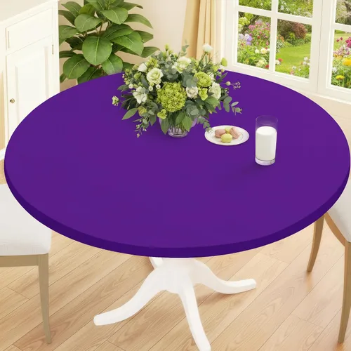 Vista 31 de Smiry Mantel Redondo de Spandex, Manteles Elásticos Ajustados Lavables para Mesas de 18"-24", Cubierta de Mesa de Pícnic Elástica Impermeable