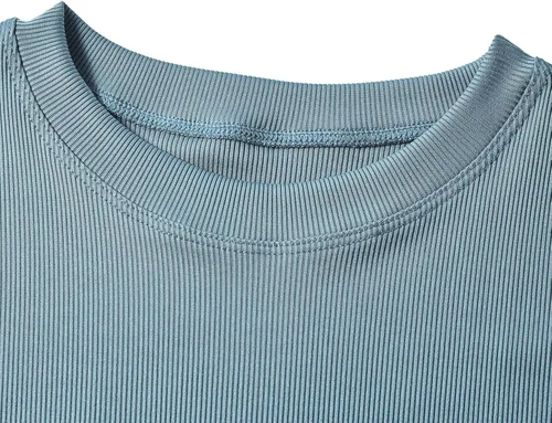 Vista 5 de LICOBOD Ropa de descanso acanalada casual 2 piezas conjunto de pantalones cortos para mujer sólido ajustado manga corta cuello redondo top +