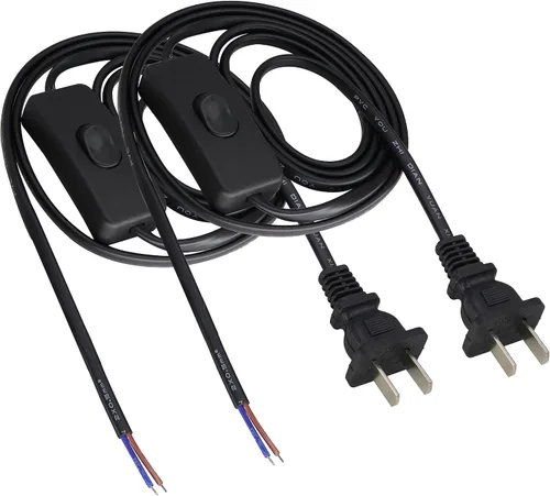 Vista 2 de Cable de lámpara con interruptor de palanca, cable de lámpara con enchufe moldeado y interruptor de encendido/apagado, cable de extensión, extremos