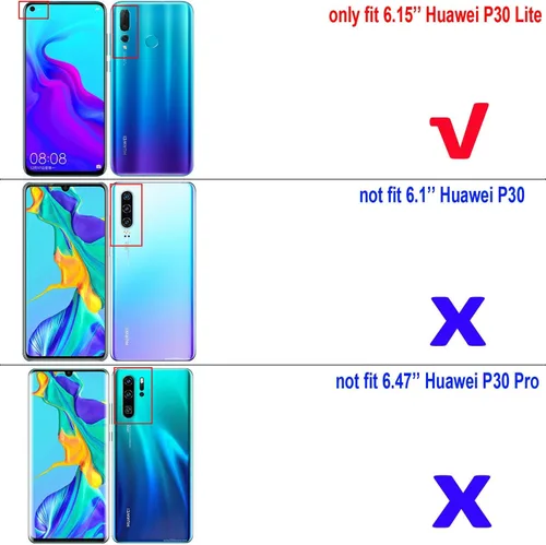 Vista 2 de Compatible con Huawei P30 Lite, soporte de anillo de metal a prueba de golpes (funciona con soporte magnético para automóvil), funda resistente