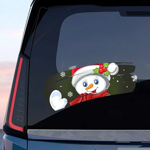 Vista 28 de Pegatina Navideña de Papá Noel Asomado, Lindas Pegatinas de Venado y Muñeco de Nieve para Ventana, Adhesivos para Parachoques de Coche, Adornos
