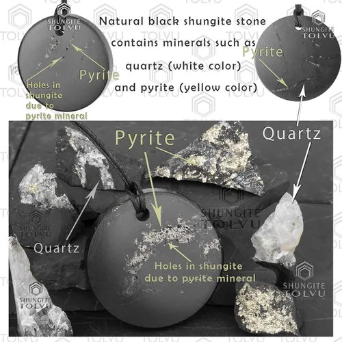 Vista 3 de Colgante Shungite grande - Flor de la Vida - 1.8 pulgadas - Auténtico collar de amuleto de piedra shungita - Hecho a mano - TOLVU, Piedra, Shungita