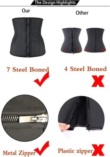 Vista 3 de Entrenador de cintura para entrenamiento de entrenamiento, cinturón adelgazante, corsé de látex, con cremallera, moldeador de cuerpo para mujer