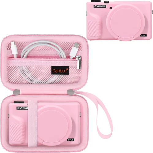 Vista 10 de Canboc Funda para cámara digital Canon PowerShot G7X Mark III, 1 funda rígida de transporte + 1 funda de silicona suave con cubierta extraíble
