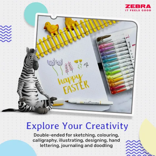 Vista 5 de Zebra Highlighters Mildliner - Juego de 20 tazas de doble punta y pincel, colores estándar