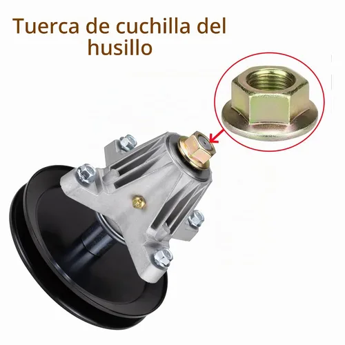 Vista 4 de Tuerca hexagonal de eje de hoja 912-0417 912-0417A 712-0417A 712-0417 Compatible con cortacésped MTD E20, para cortacésped Cub Cadet Zero Turn RZT