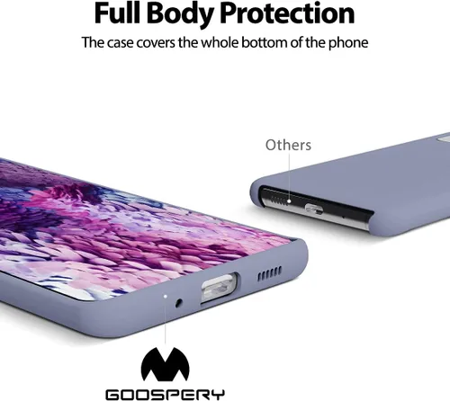 Vista 3 de GOOSPERY Funda de silicona líquida para Samsung Galaxy S20 Plus (2020) Jelly Rubber Bumper Case con forro de microfibra suave, color gris lavanda